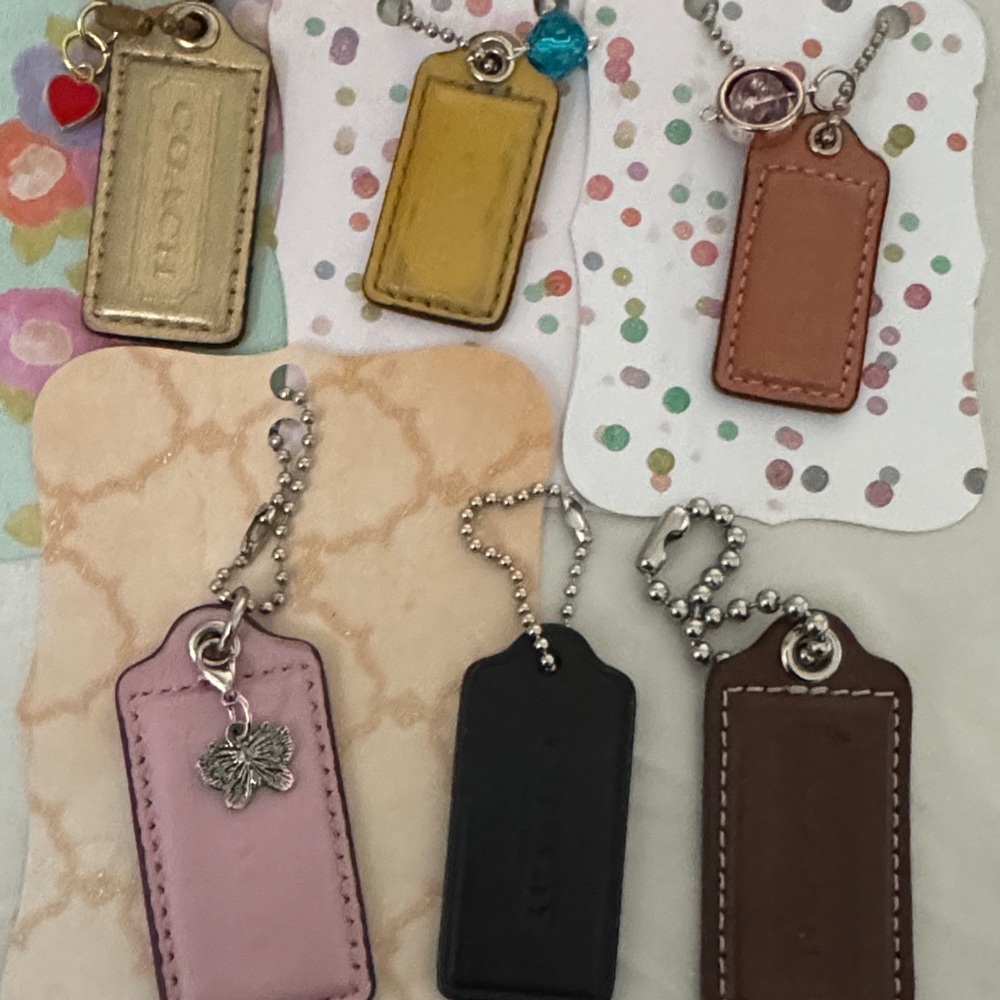 Coach Multicolor Leather Key Tag Set with Charms